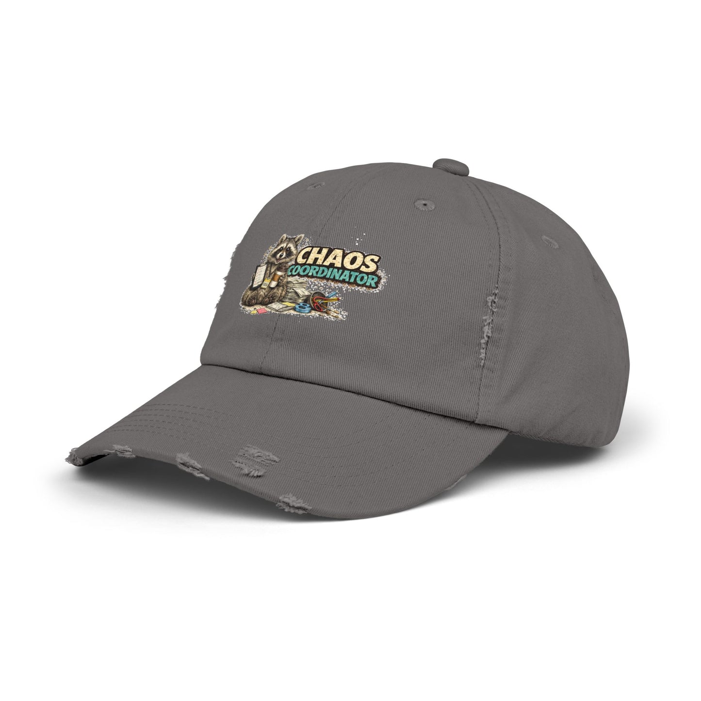 Chaos Coordinator Distressed Cap — Raccoon Mom/Dad Funny Dad Hat