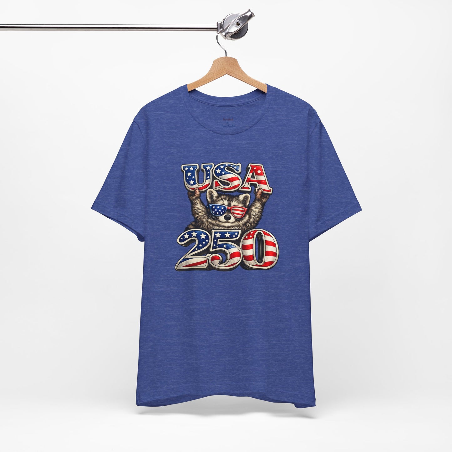 Patriot Raccoon 250th Anniversary T-Shirt — 4th of July Fireworks Flag Tee