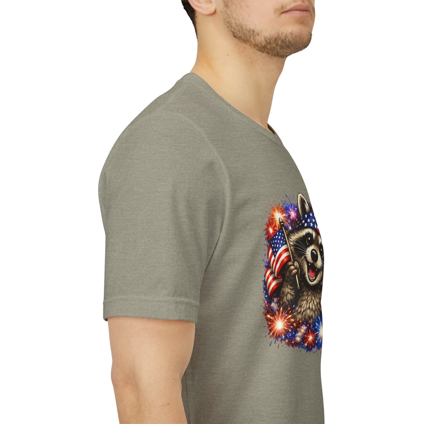 Patriot Raccoon 250th Anniversary T-Shirt — 4th of July Fireworks Flag Tee