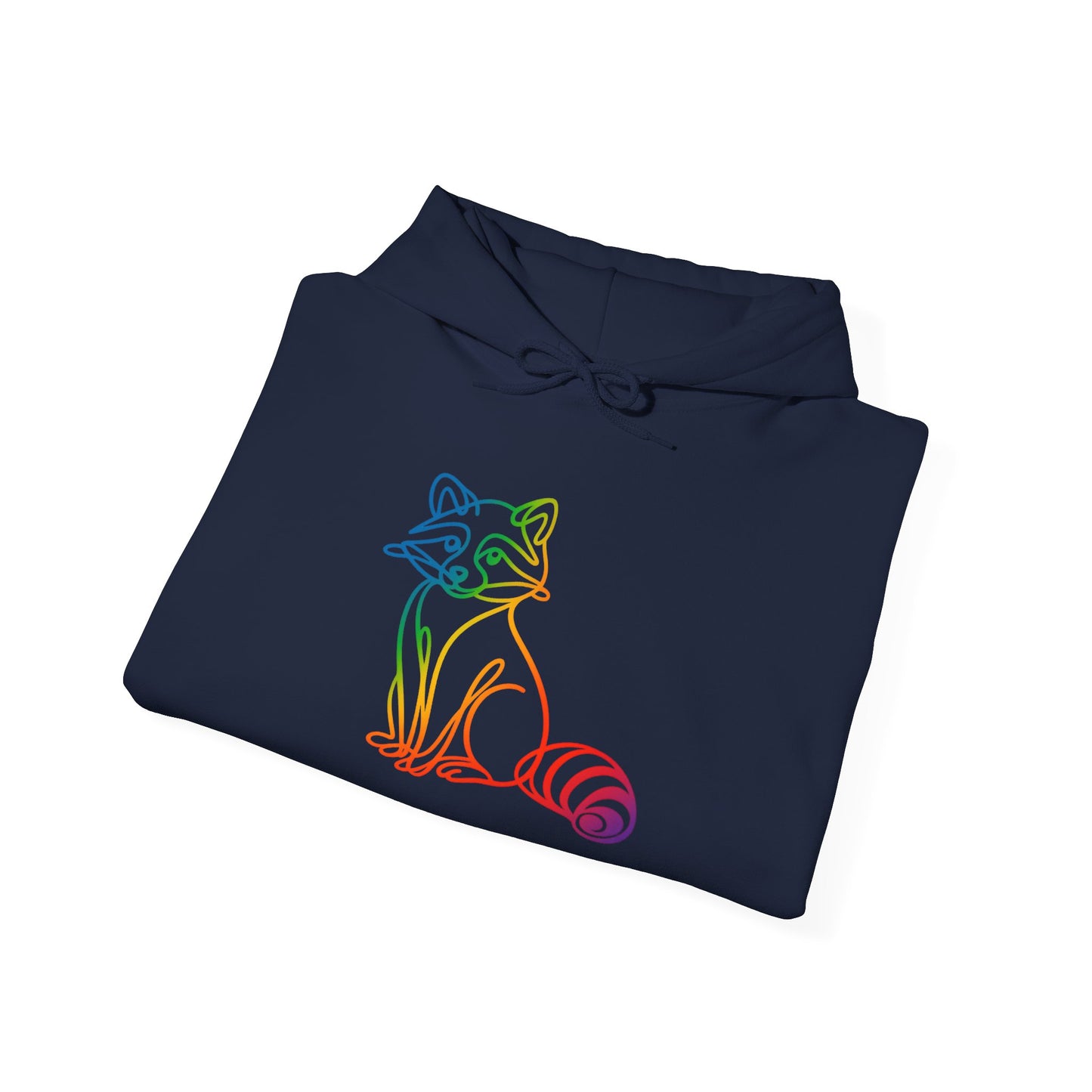 Rainbow Line Art Raccoon Hoodie