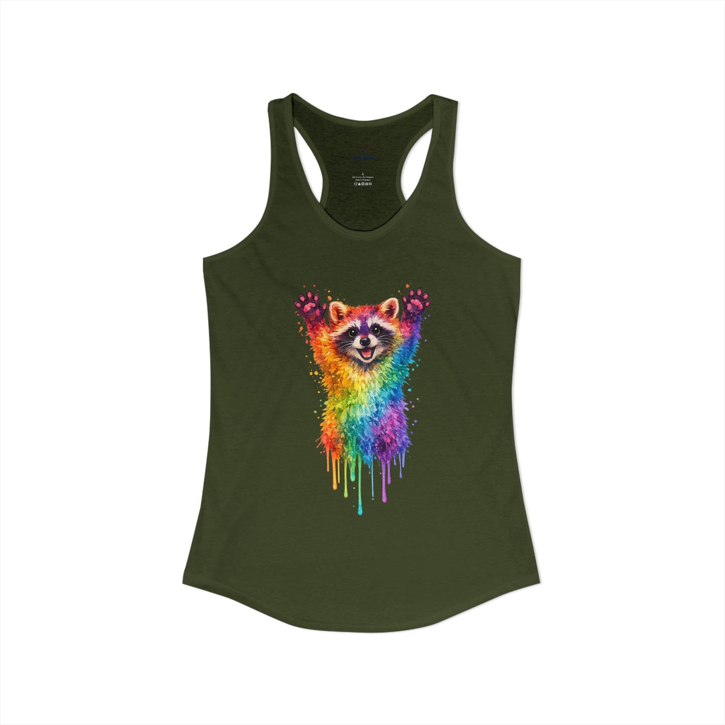 Watercolor Wildlife Raccoon Racerback Tank