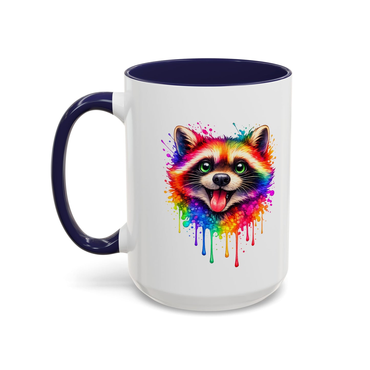 Cheerful Watercolor Raccoon Accent Coffee Mug
