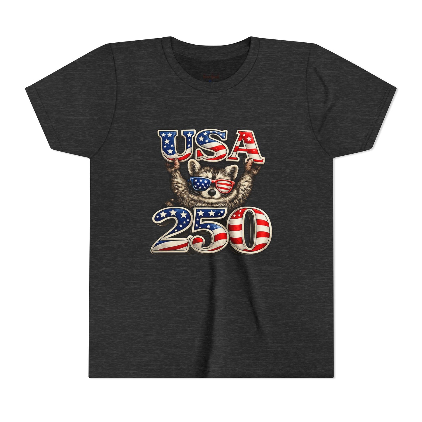 Patriotic Raccoon Youth Tee — Raccoon with USA 250