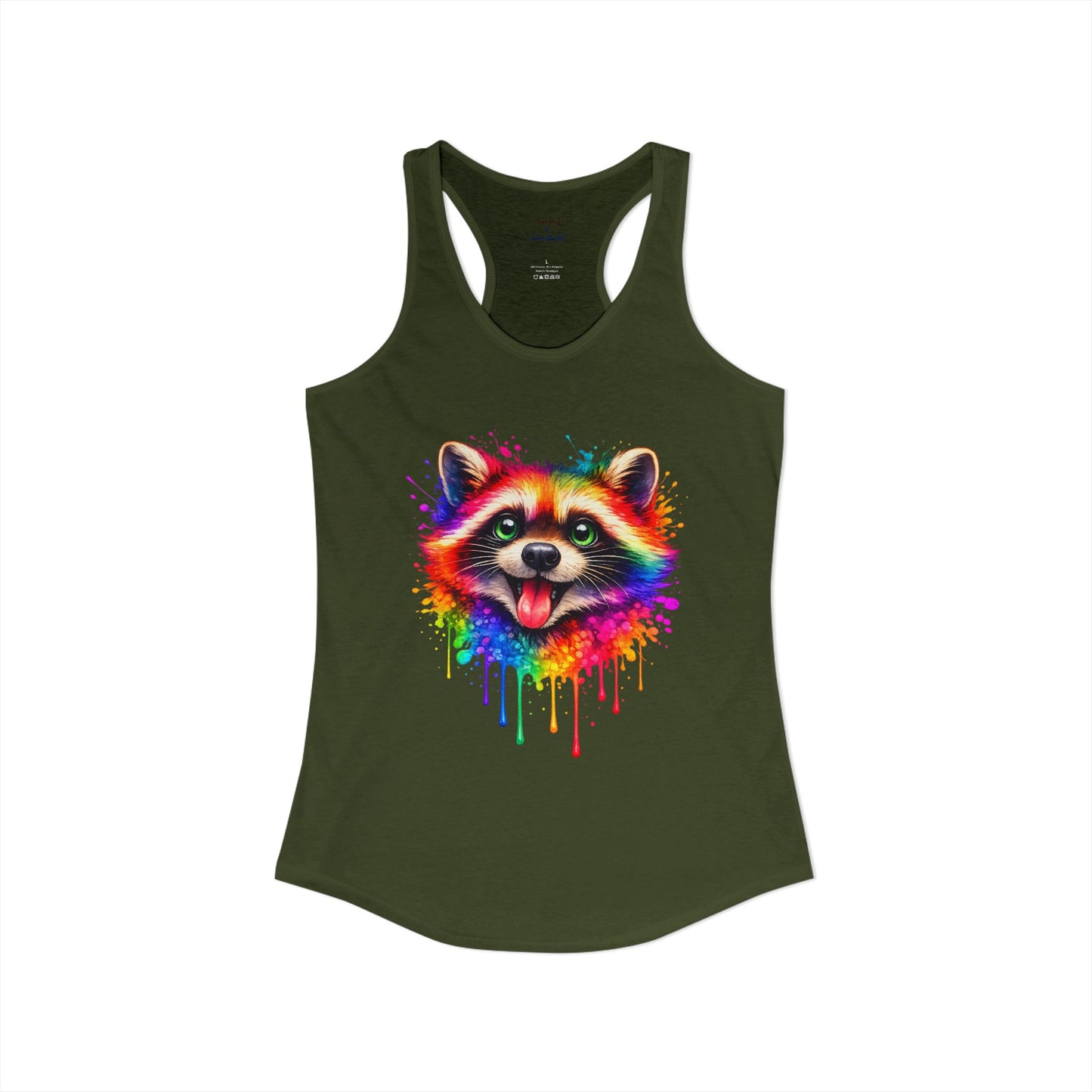Watercolor Wildlife Raccoon Racerback Tank