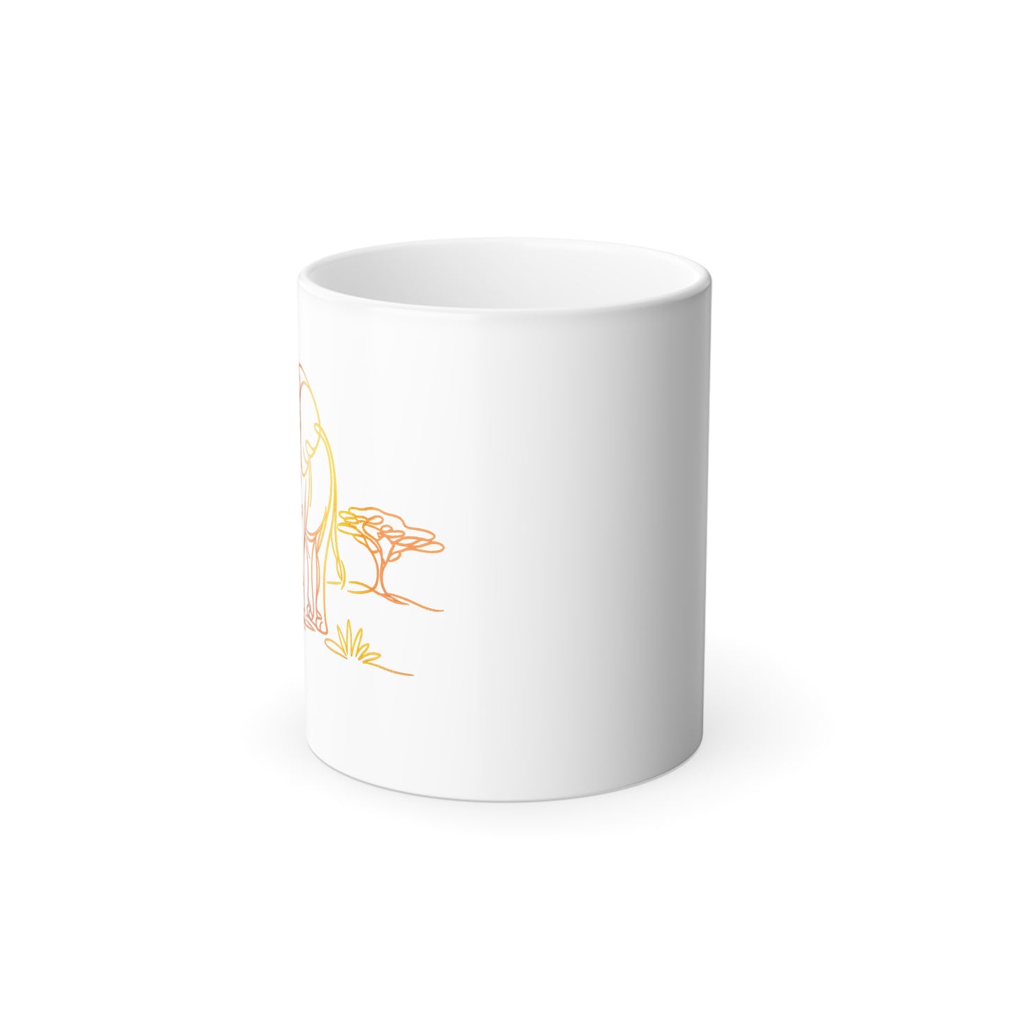Color-Changing Mug — Minimal Continuous Line Elephant Giraffe, 11 oz
