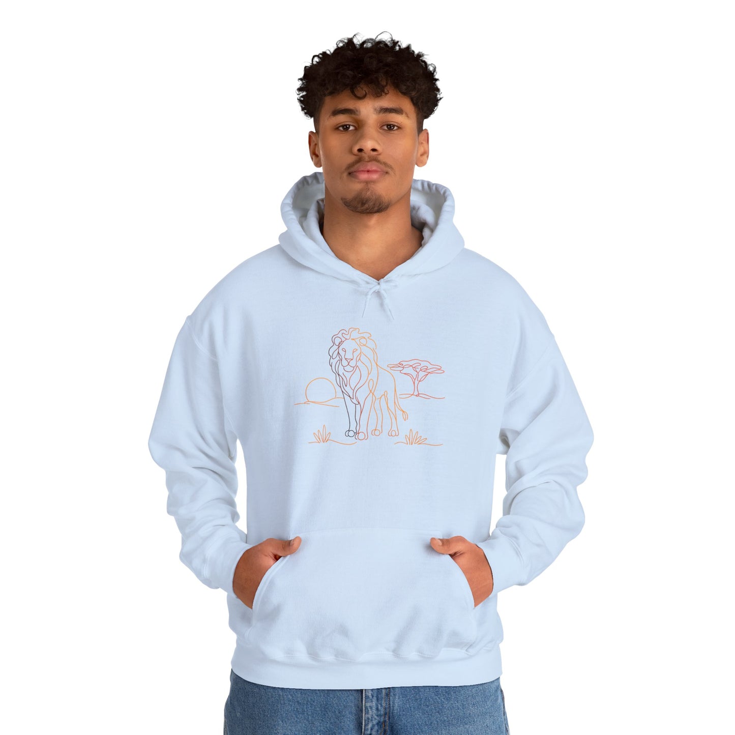 Lion Line Art Hoodie — Minimal Safari Sweatshirt