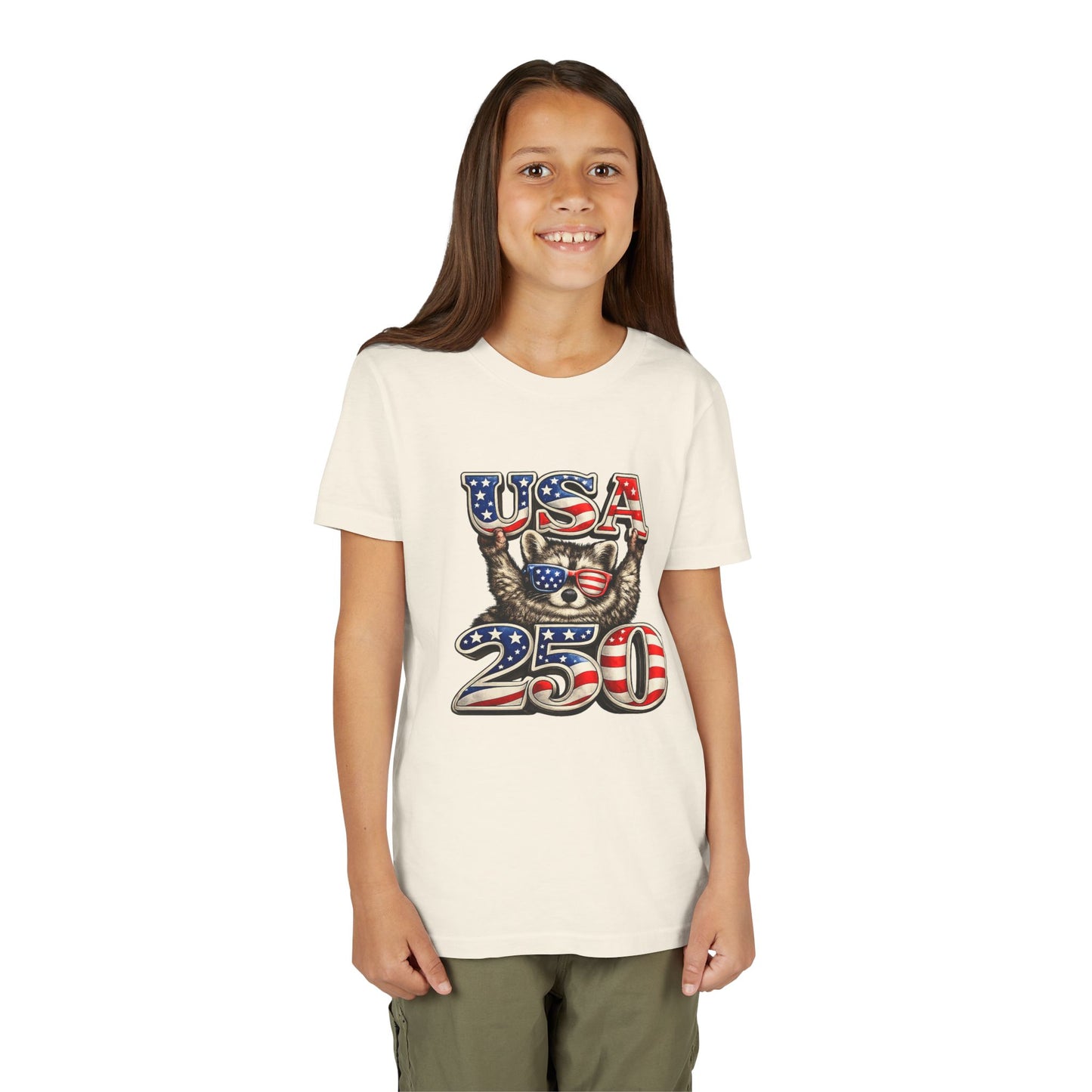 Patriotic Raccoon Youth Tee — Raccoon with USA 250