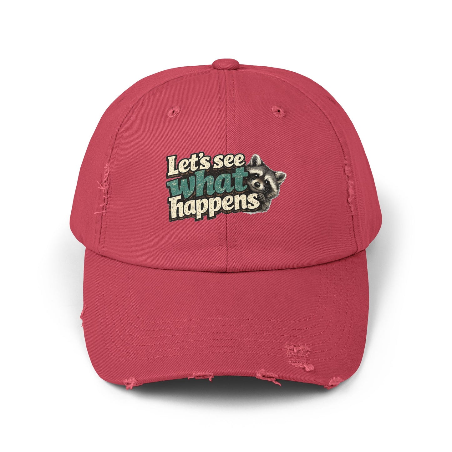 Peek & See Distressed Cap — Raccoon Mom/Dad Funny Dad Hat