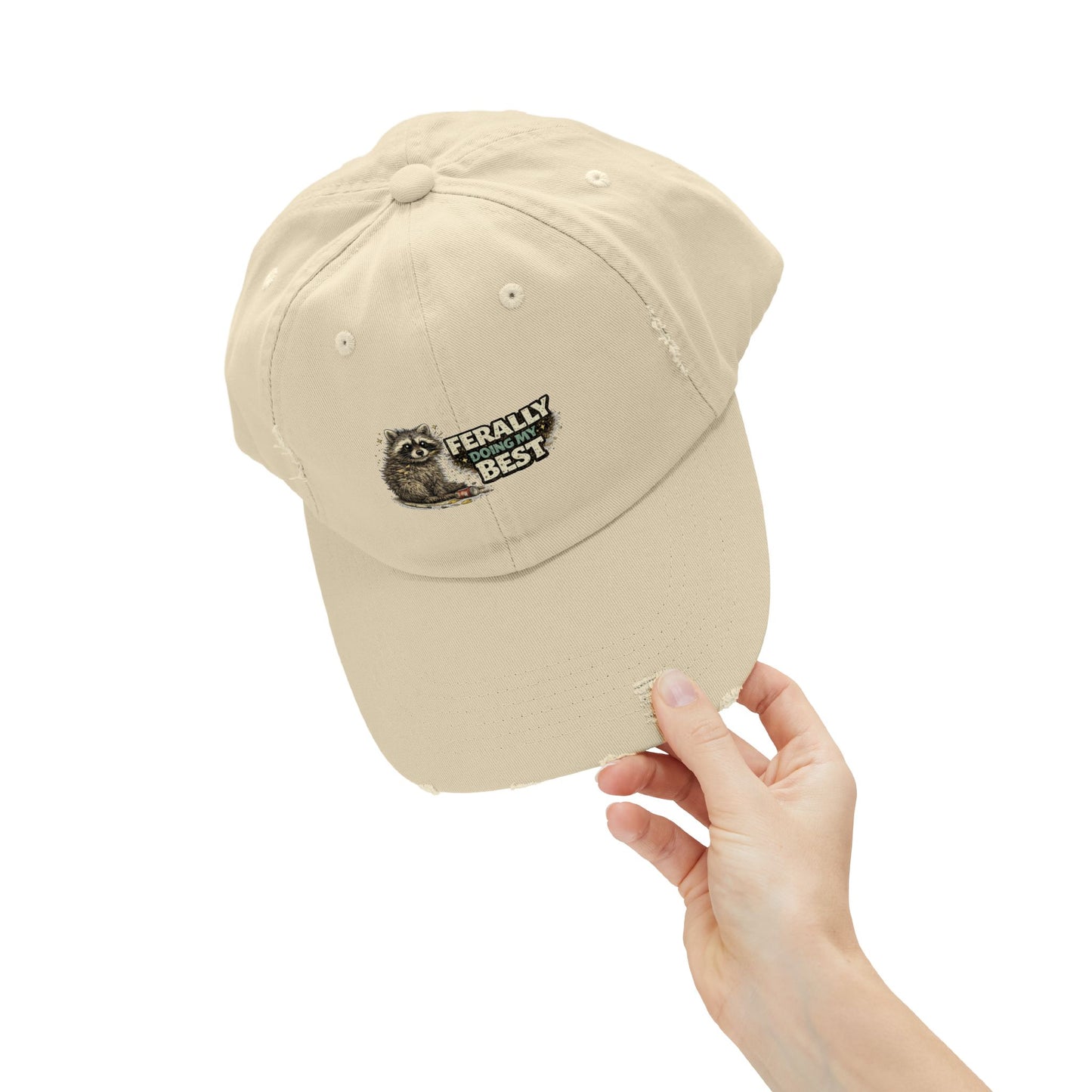 Ferally Distressed Cap — Raccoon Mom/Dad Funny Dad Hat