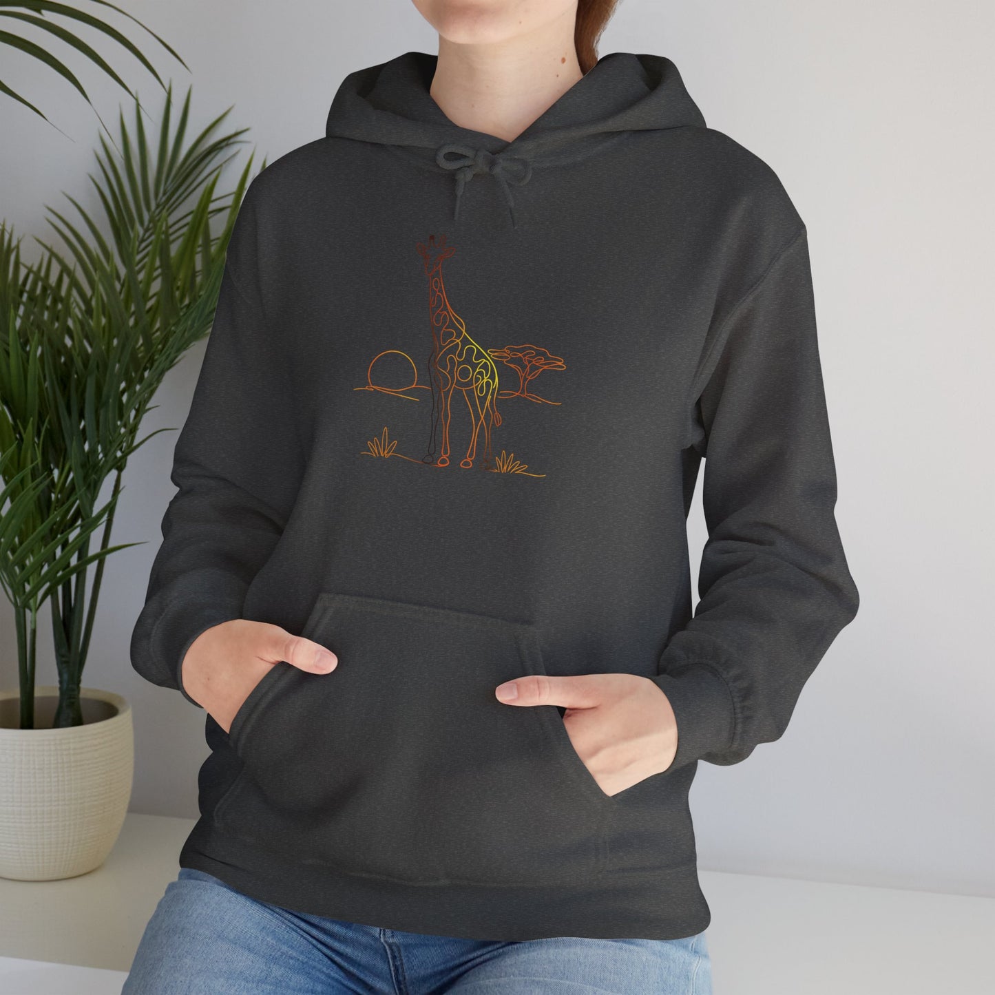 Giraffe Line Art Hoodie – Minimal Safari Illustration