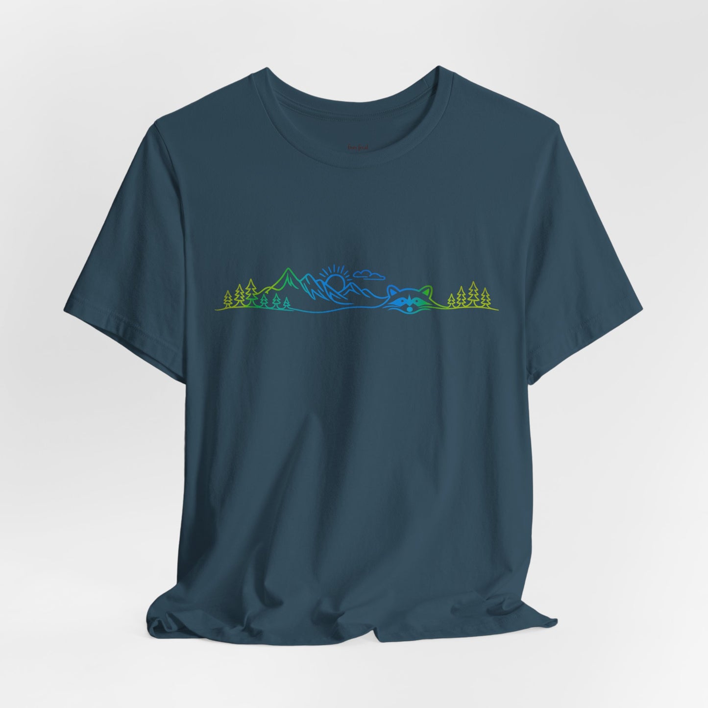 Raccoon Tee — Minimal Line Raccoon Scenic Graphic T-Shirt
