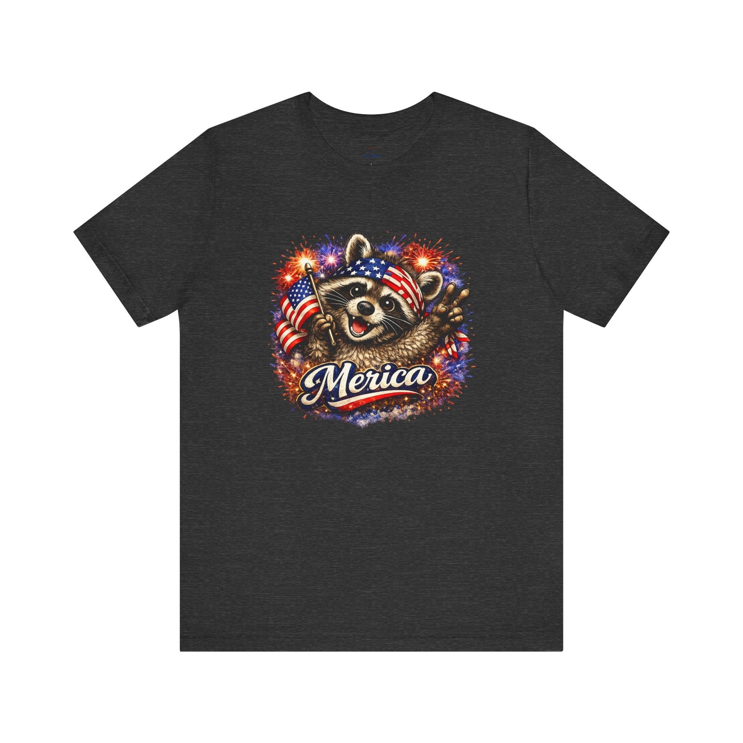 Patriot Raccoon 250th Anniversary T-Shirt — 4th of July Fireworks Flag Tee