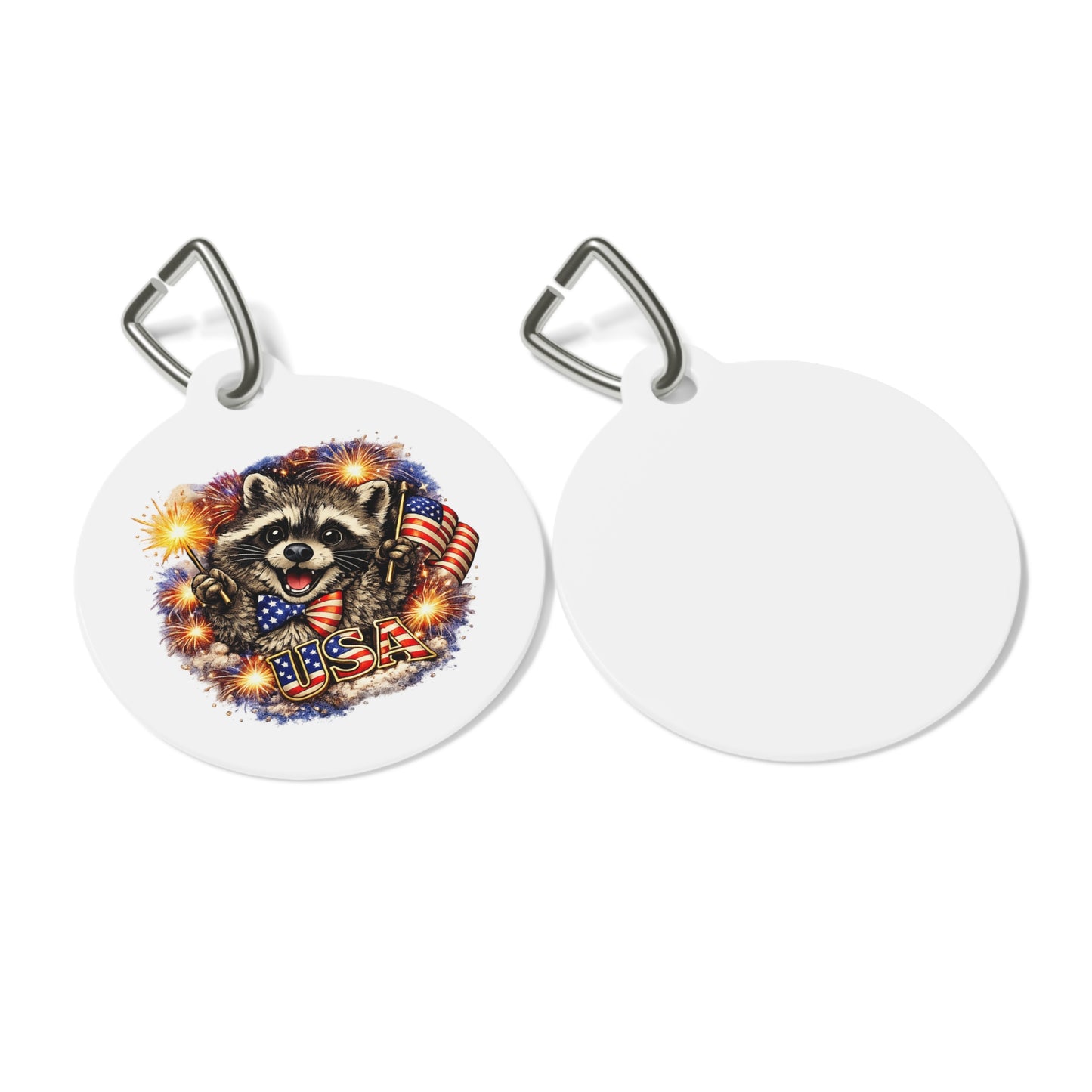 Patriotic Raccoon 4th of July Pet Tag — USA 250 Celebration