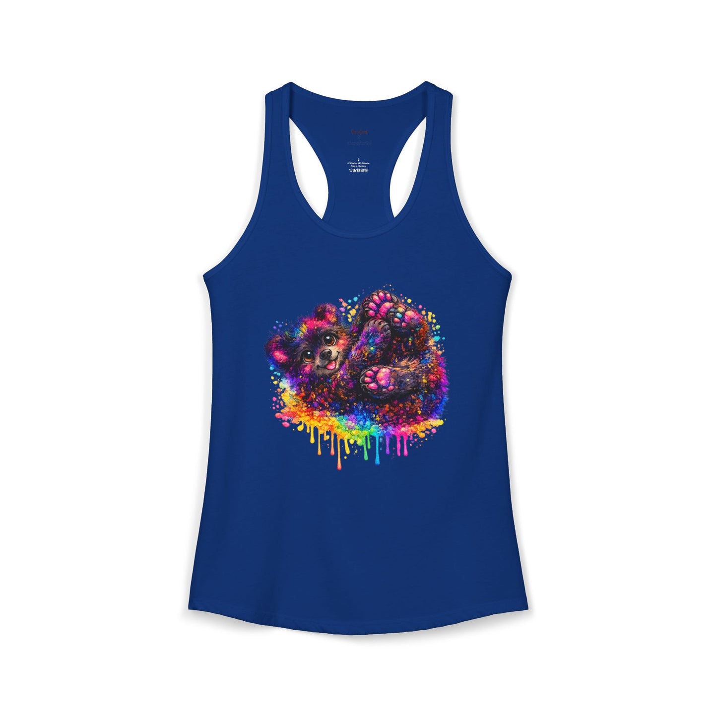 Watercolor Wildlife Bear Cub Racerback Tank