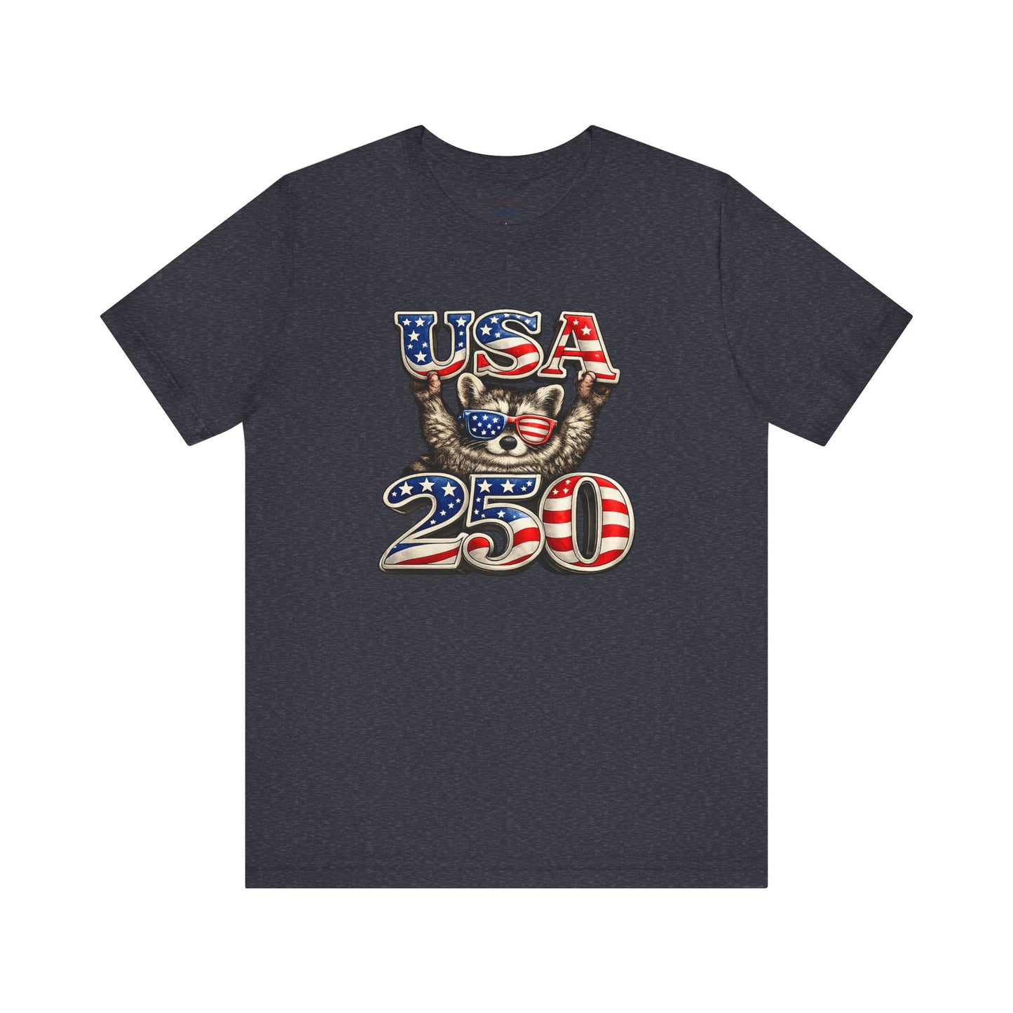 Patriot Raccoon 250th Anniversary T-Shirt — 4th of July Fireworks Flag Tee