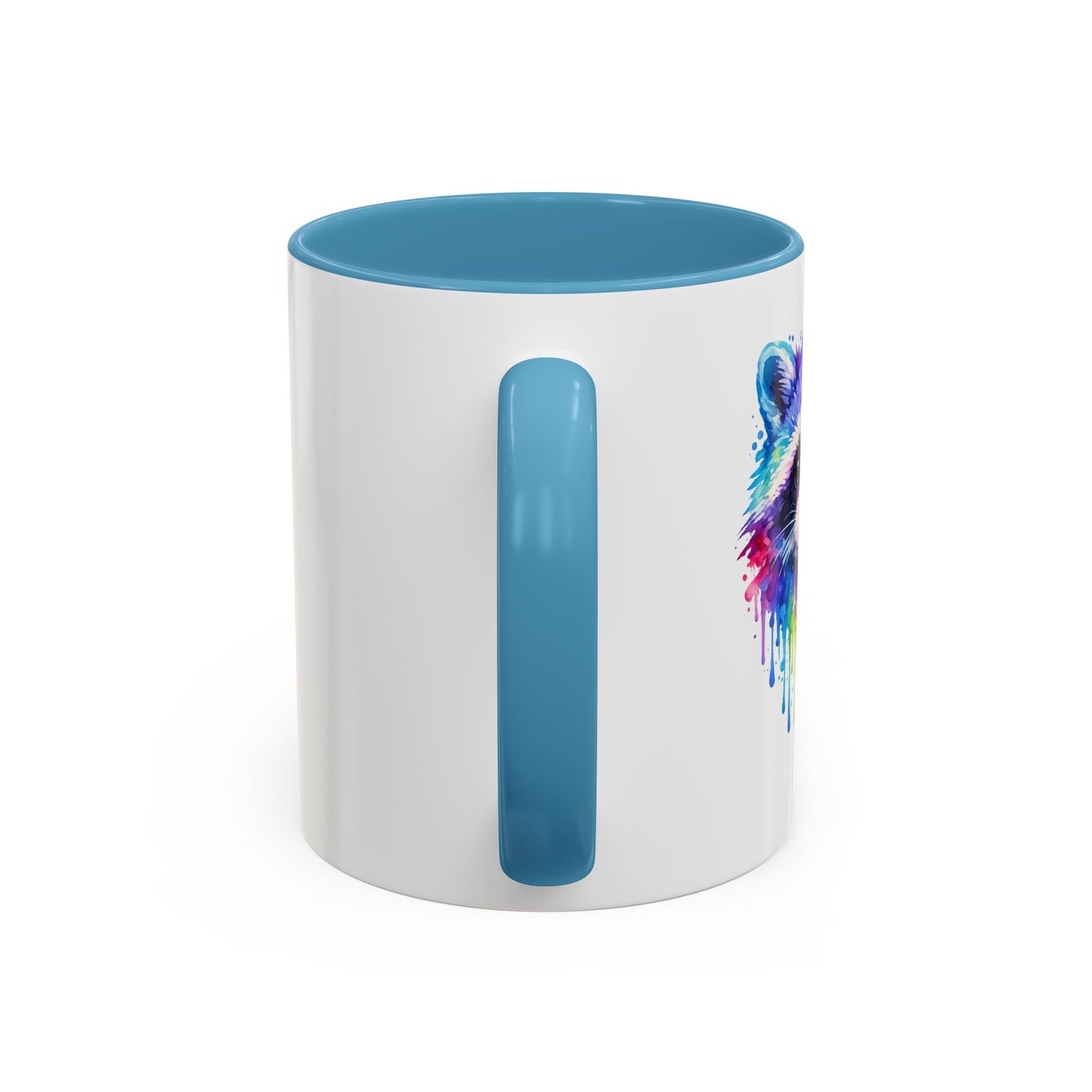 Cheerful Watercolor Raccoon Accent Coffee Mug