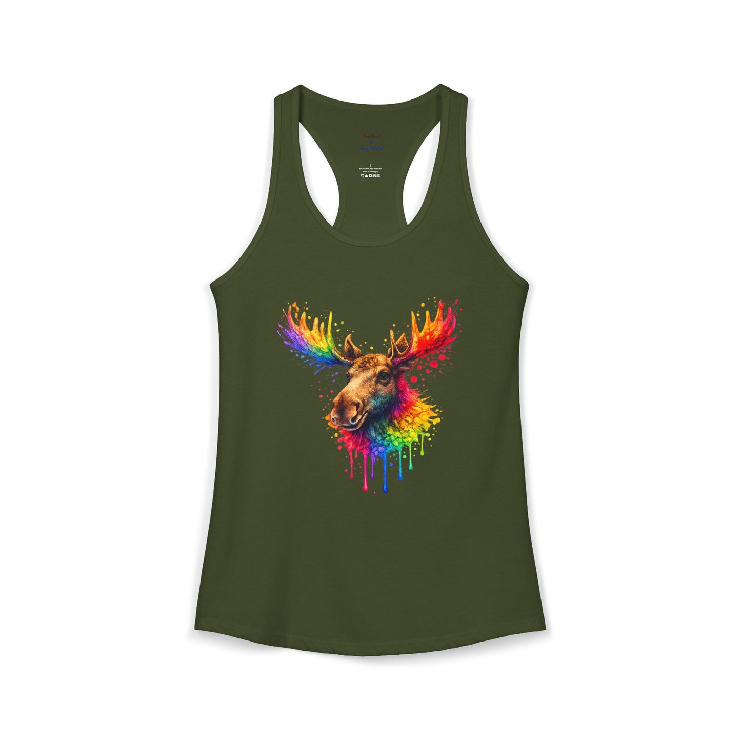 Watercolor Wildlife Moose Racerback Tank