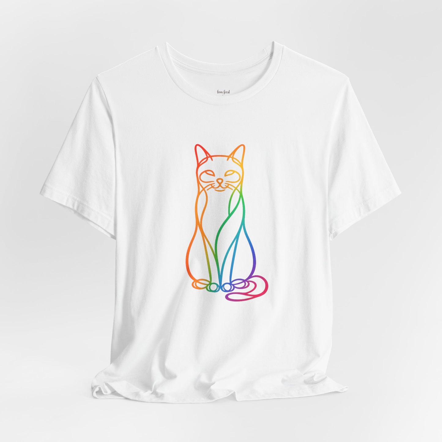 Colorful Line-Work Sitting Cat T-Shirt