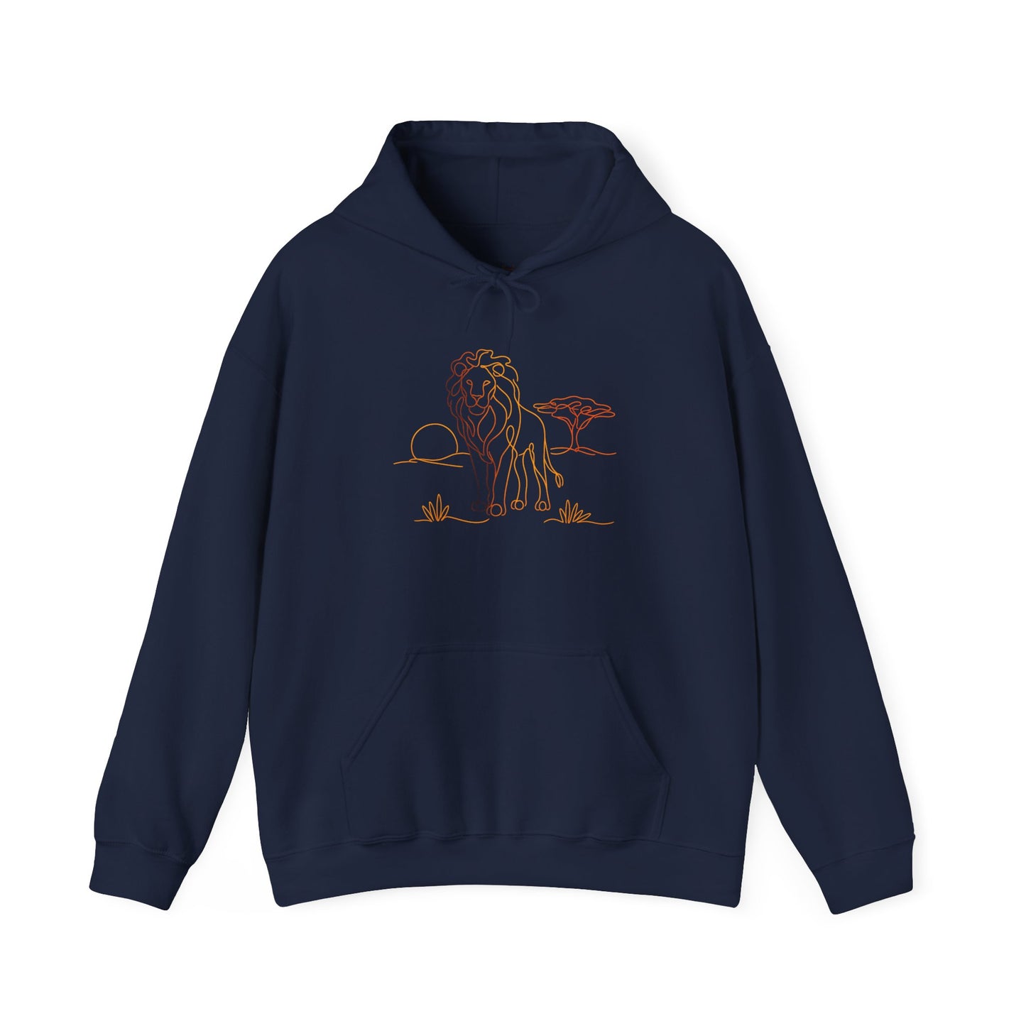 Lion Line Art Hoodie — Minimal Safari Sweatshirt