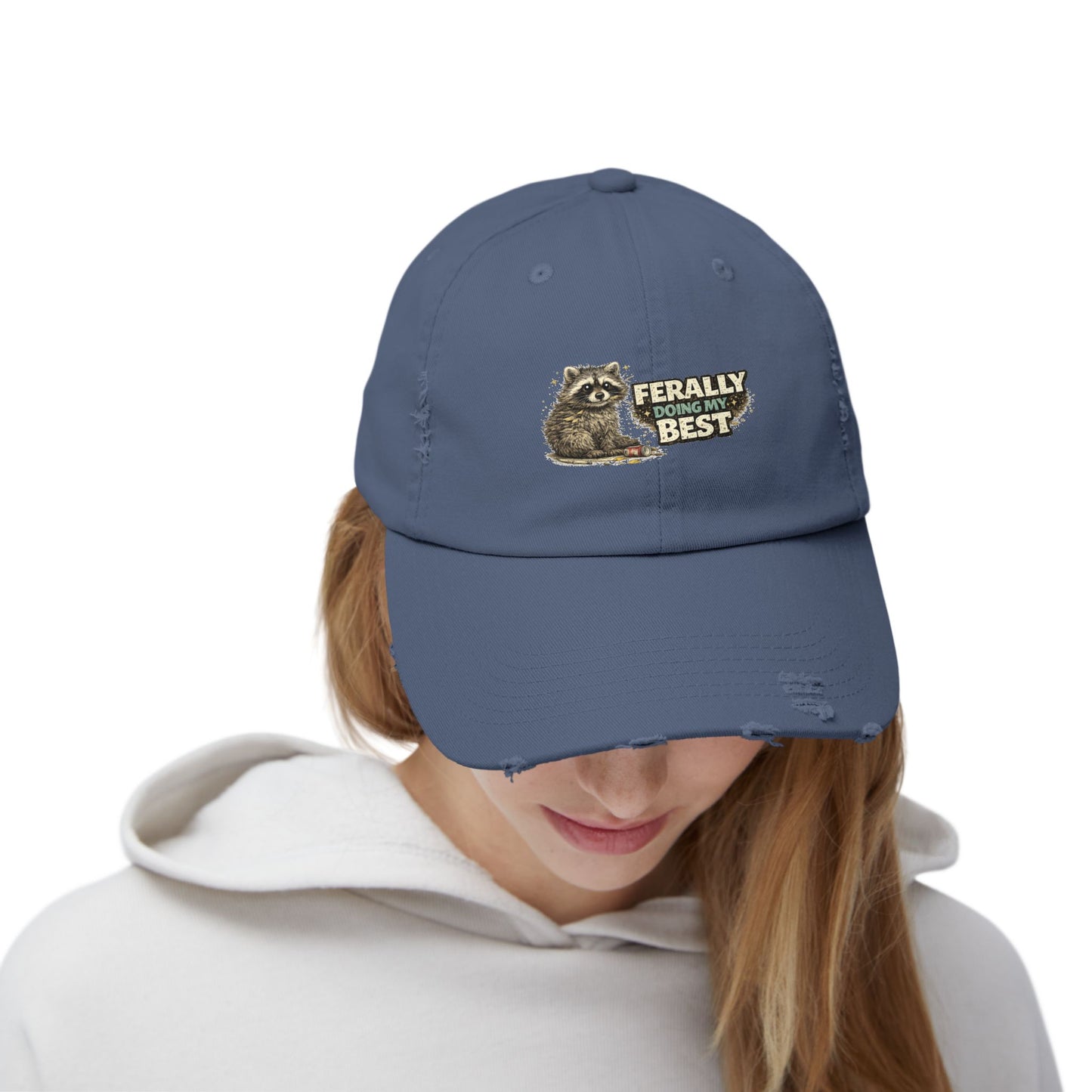Ferally Distressed Cap — Raccoon Mom/Dad Funny Dad Hat