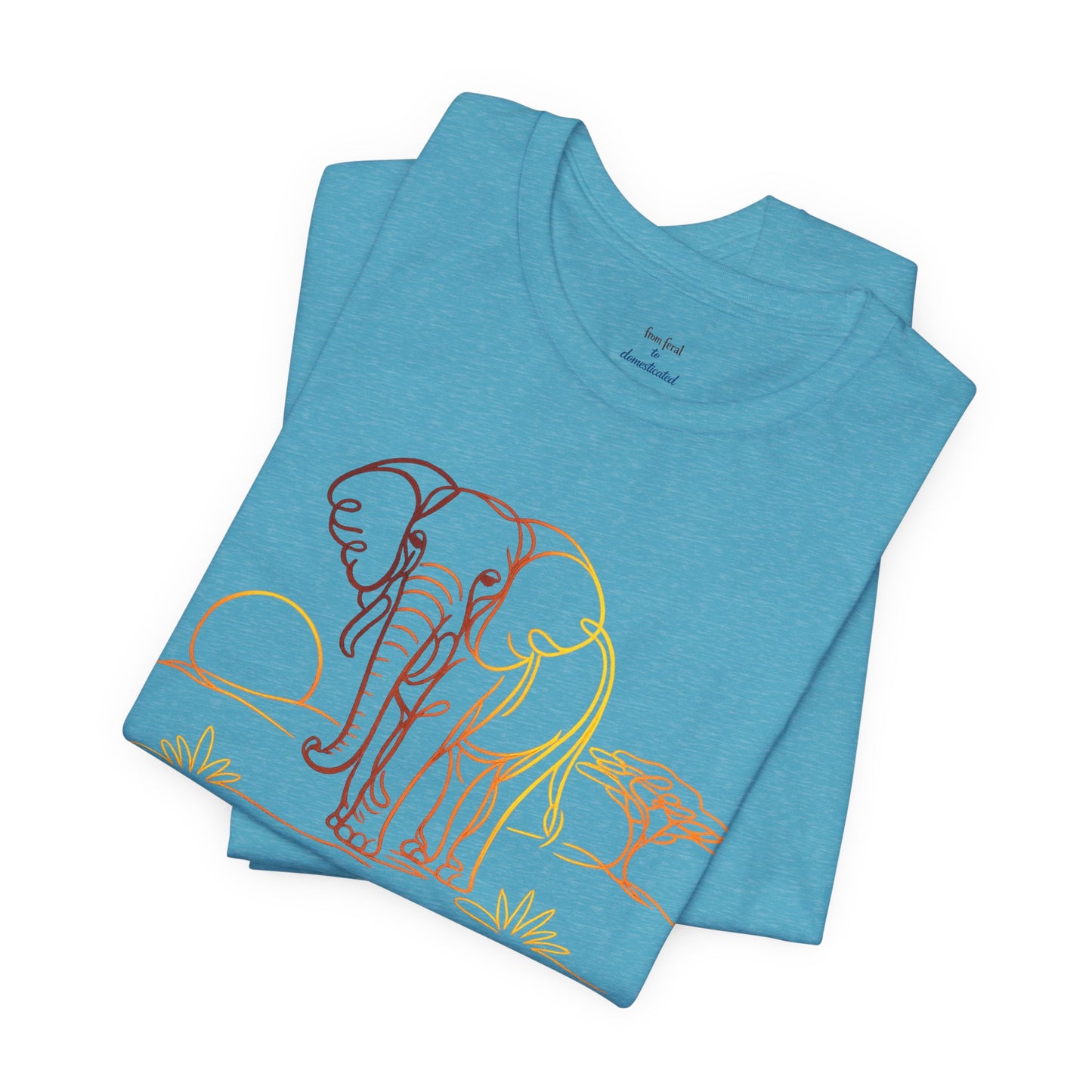 Elephant Sunset Tee — Minimal Line Art Safari T-Shirt