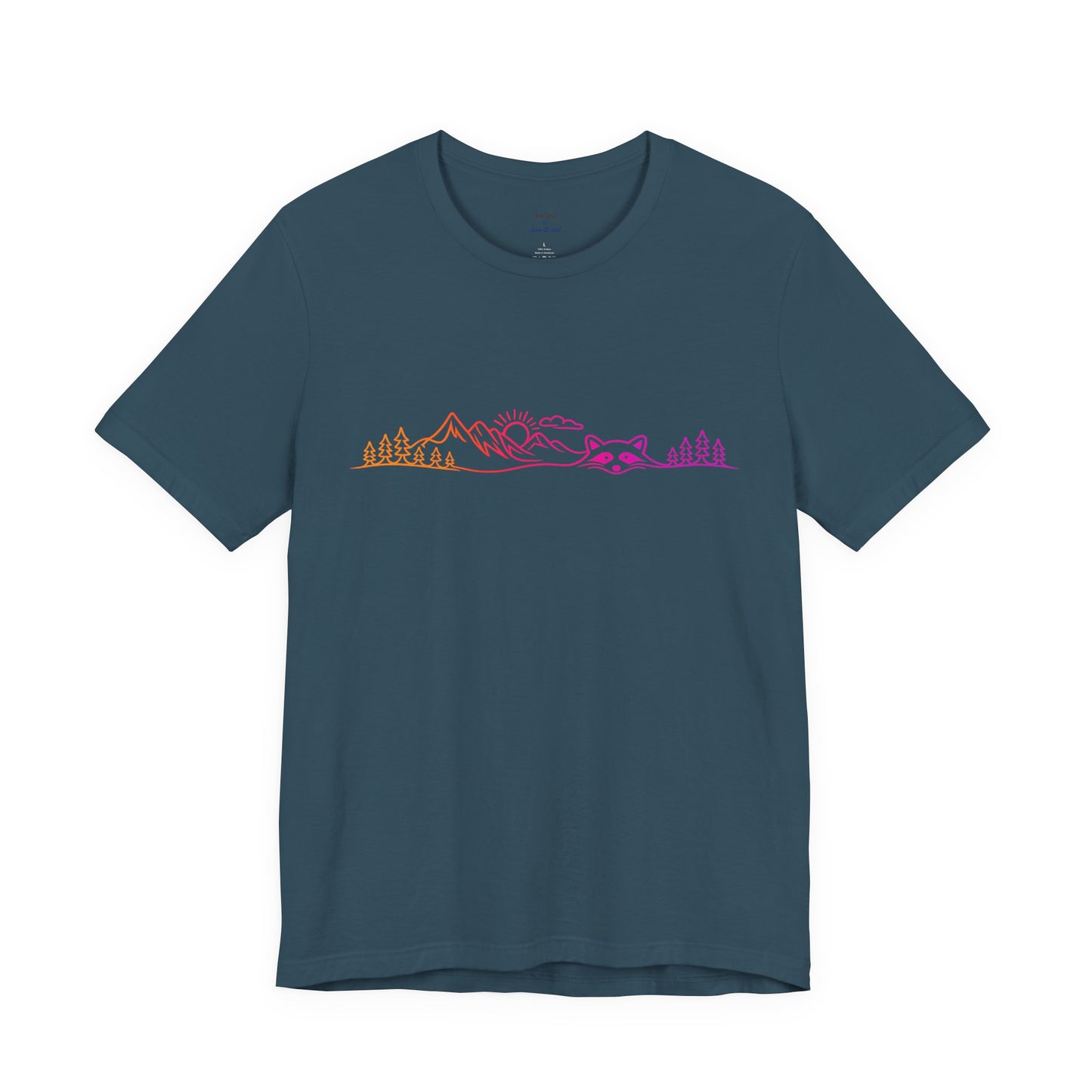Raccoon Tee — Minimal Line Raccoon Scenic Graphic T-Shirt