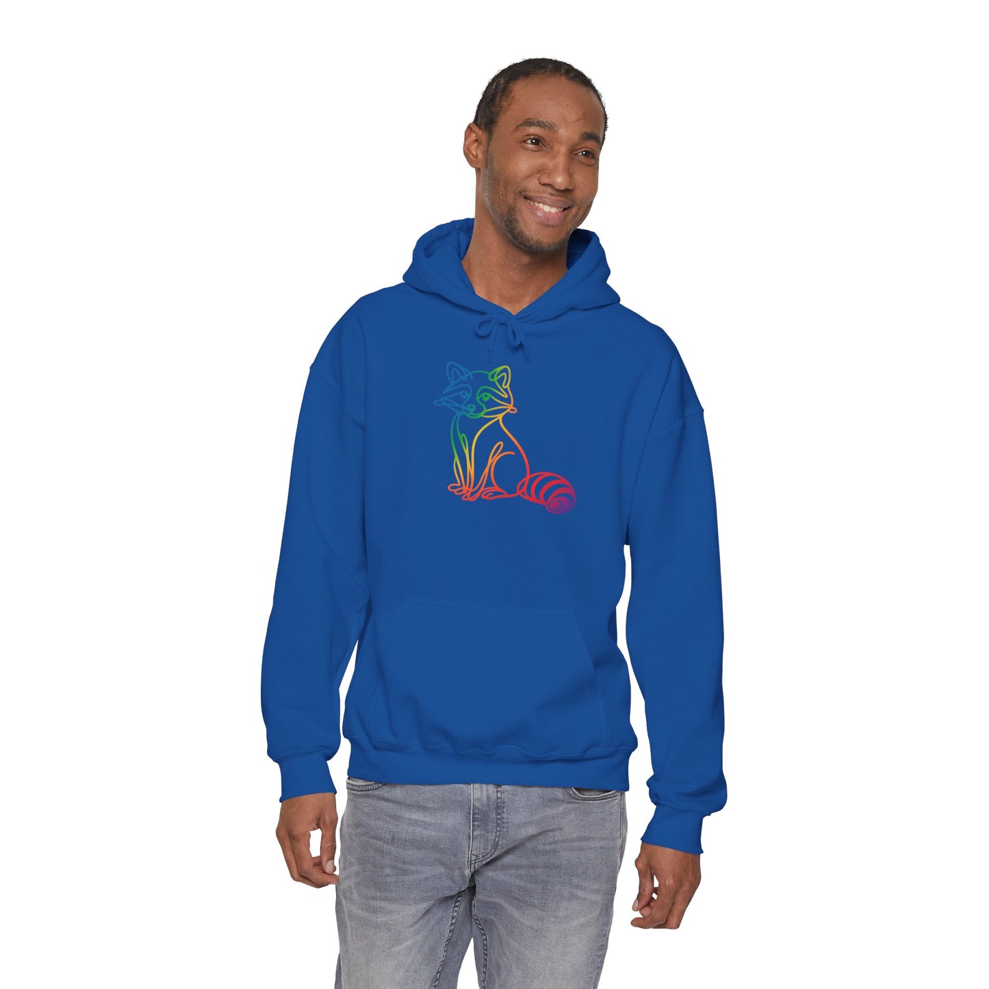 Rainbow Line Art Raccoon Hoodie