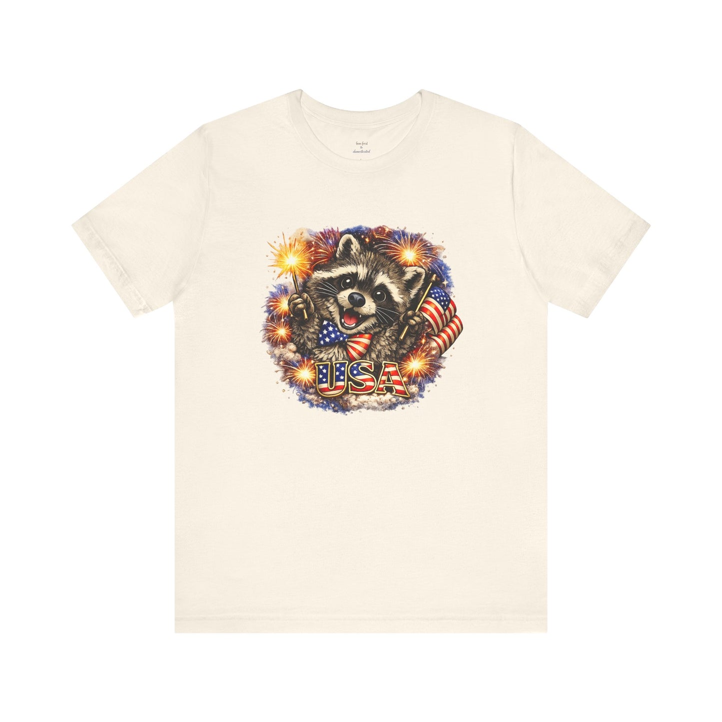 Patriot Raccoon 250th Anniversary T-Shirt — 4th of July Fireworks Flag Tee