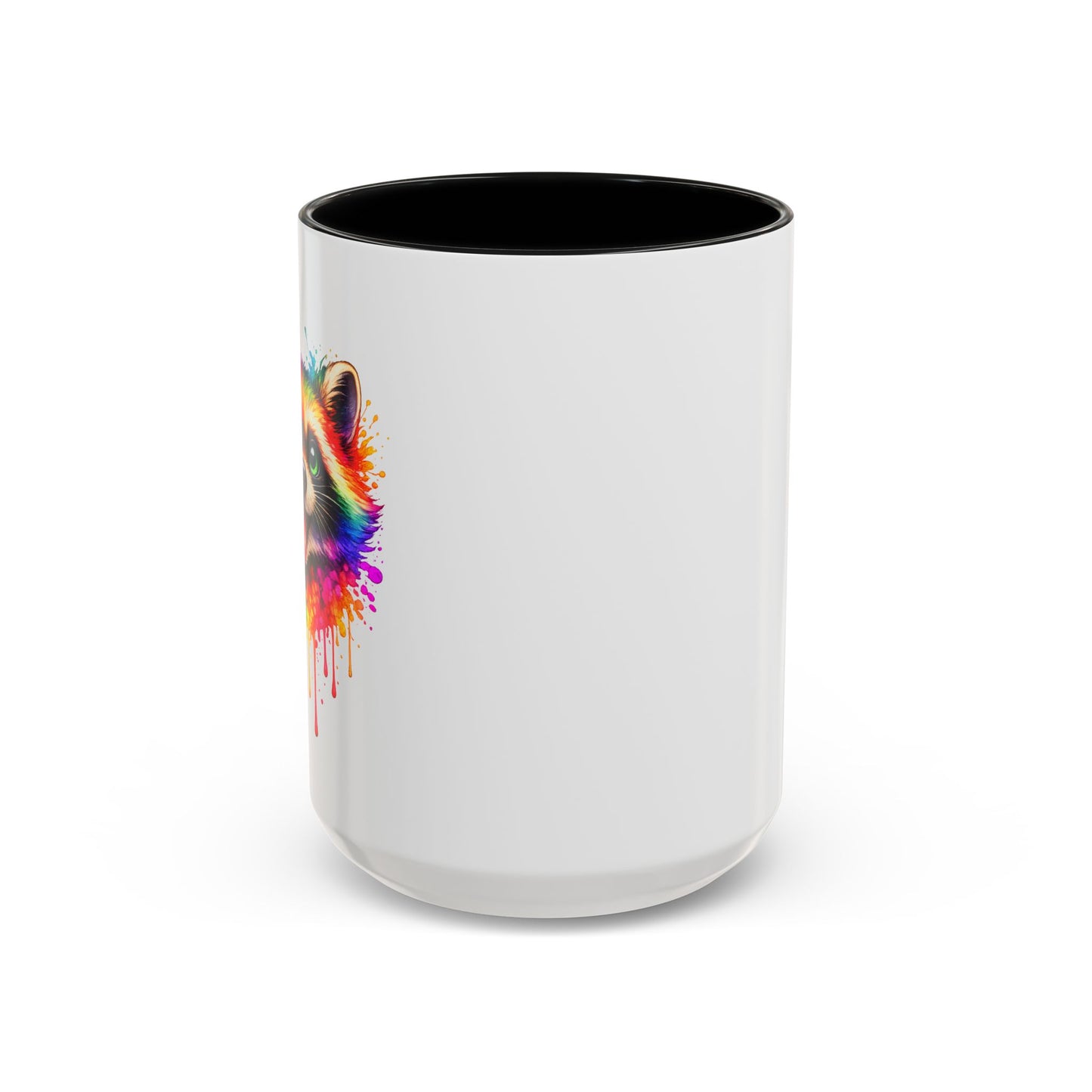 Cheerful Watercolor Raccoon Accent Coffee Mug