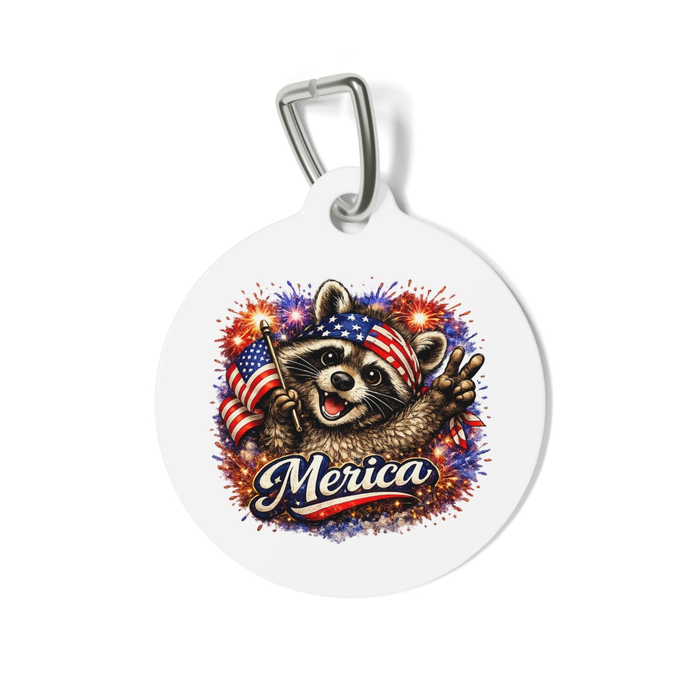 Patriotic Raccoon 4th of July Pet Tag — USA 250 Celebration