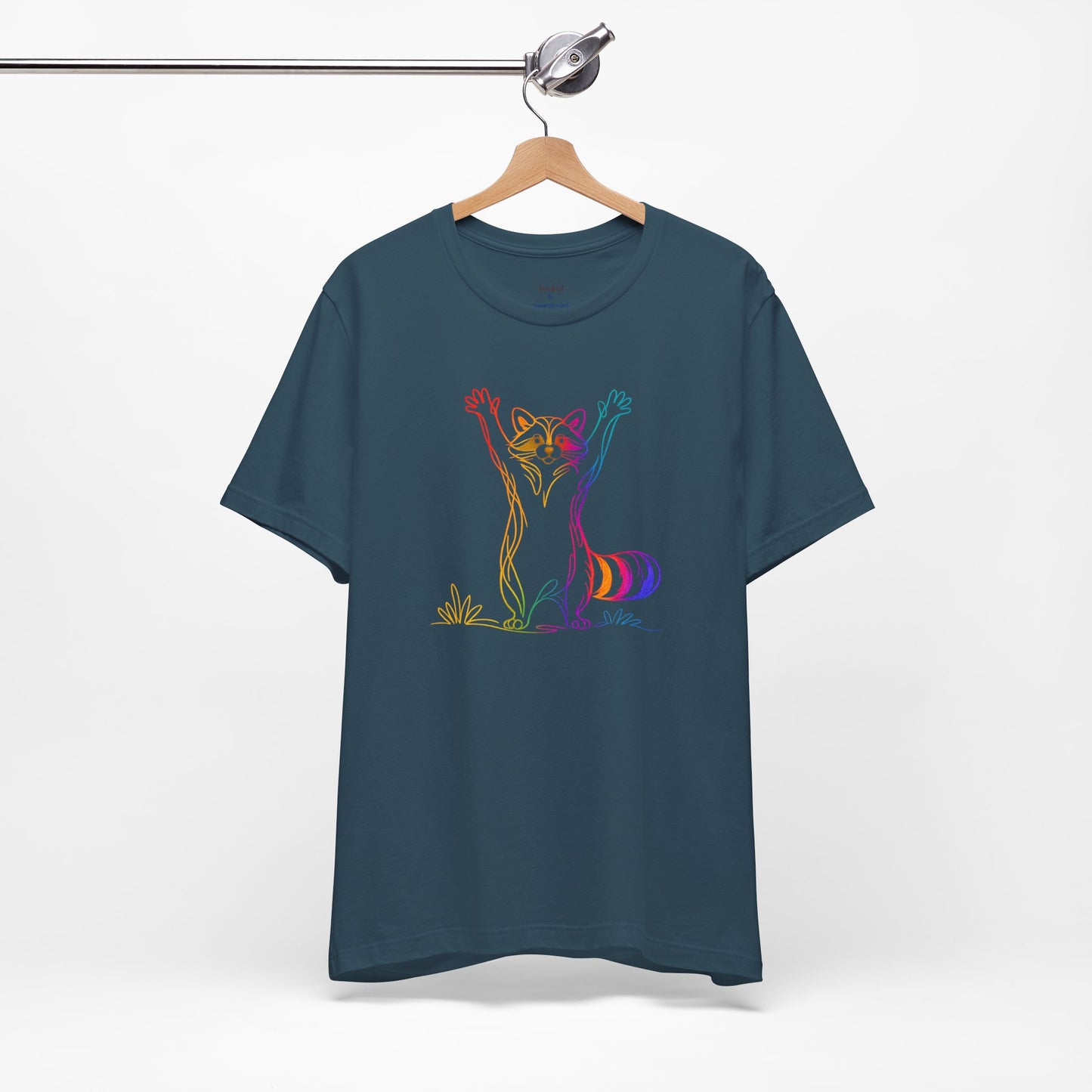 Raccoon Tee — Minimal Line Raccoon Scenic Graphic T-Shirt