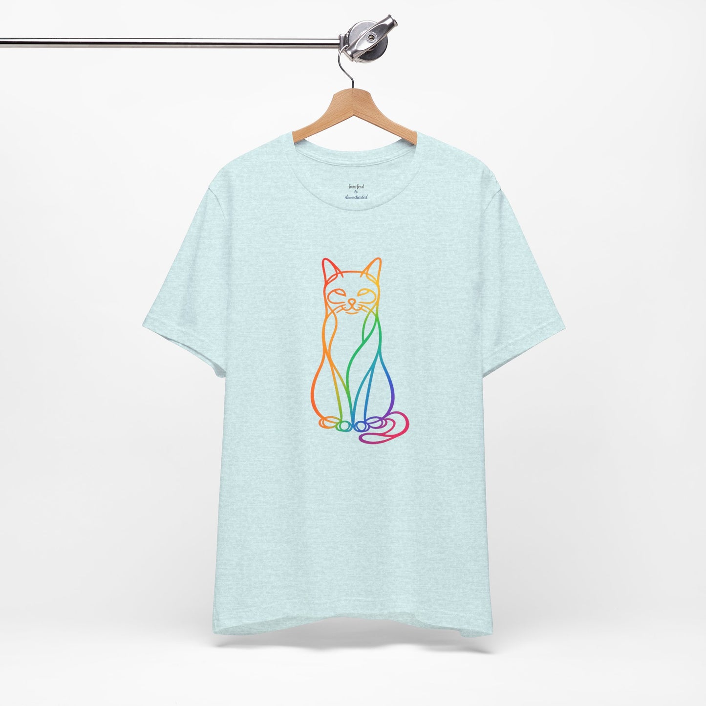 Colorful Line-Work Sitting Cat T-Shirt