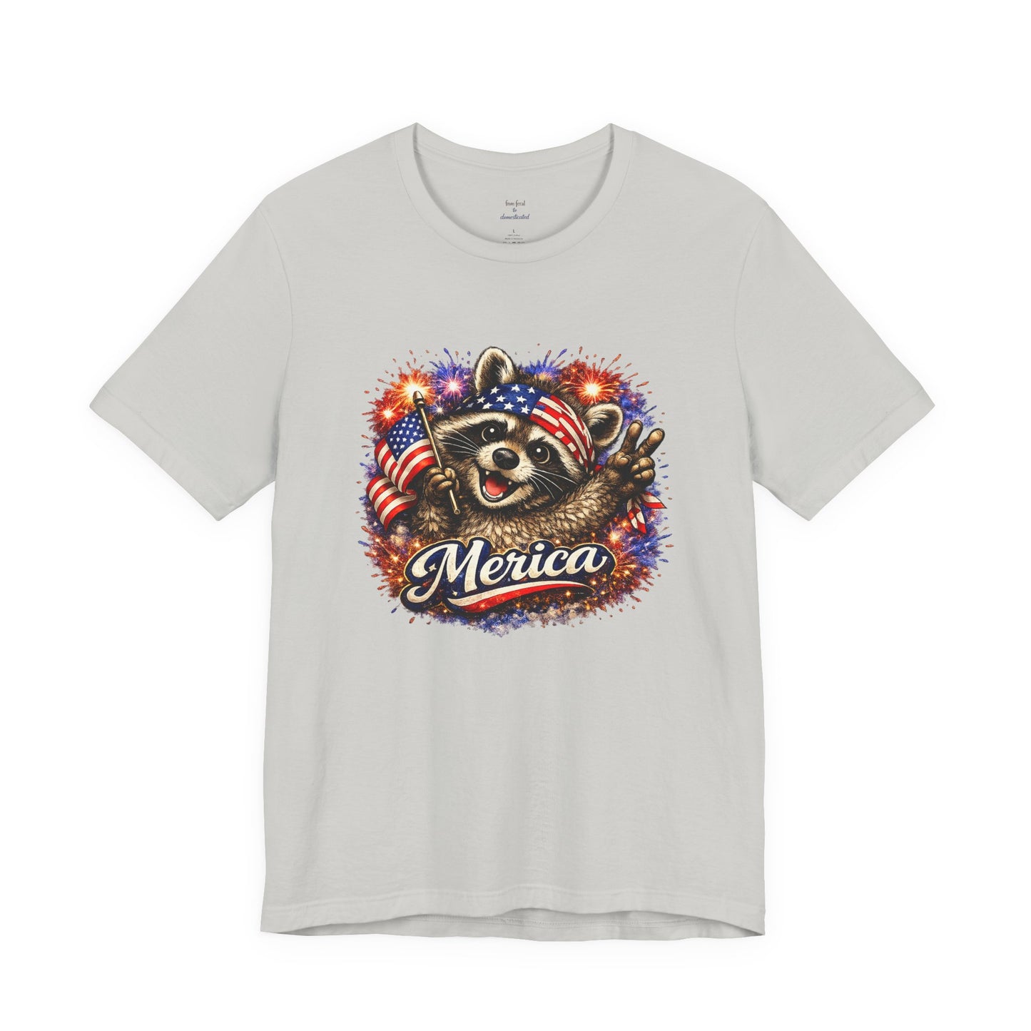Patriot Raccoon 250th Anniversary T-Shirt — 4th of July Fireworks Flag Tee