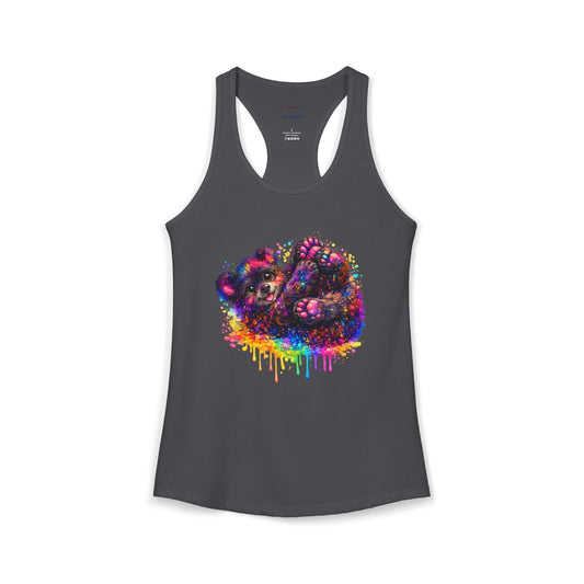 Watercolor Wildlife Bear Cub Racerback Tank