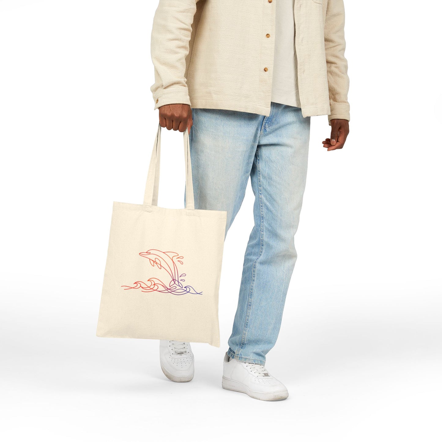 Sunset Splashing Dolphin Tote Bag