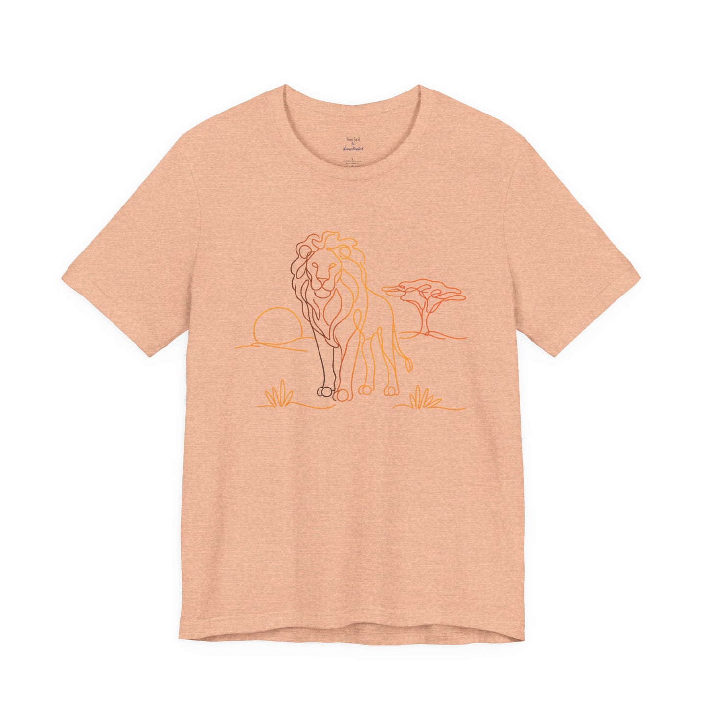 Lion Sunset Tee — Minimal Line Art Safari T-Shirt