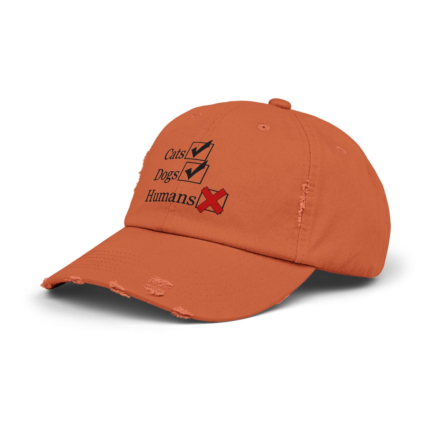 "No Humans" Distressed Cap —  Funny Truth Hat