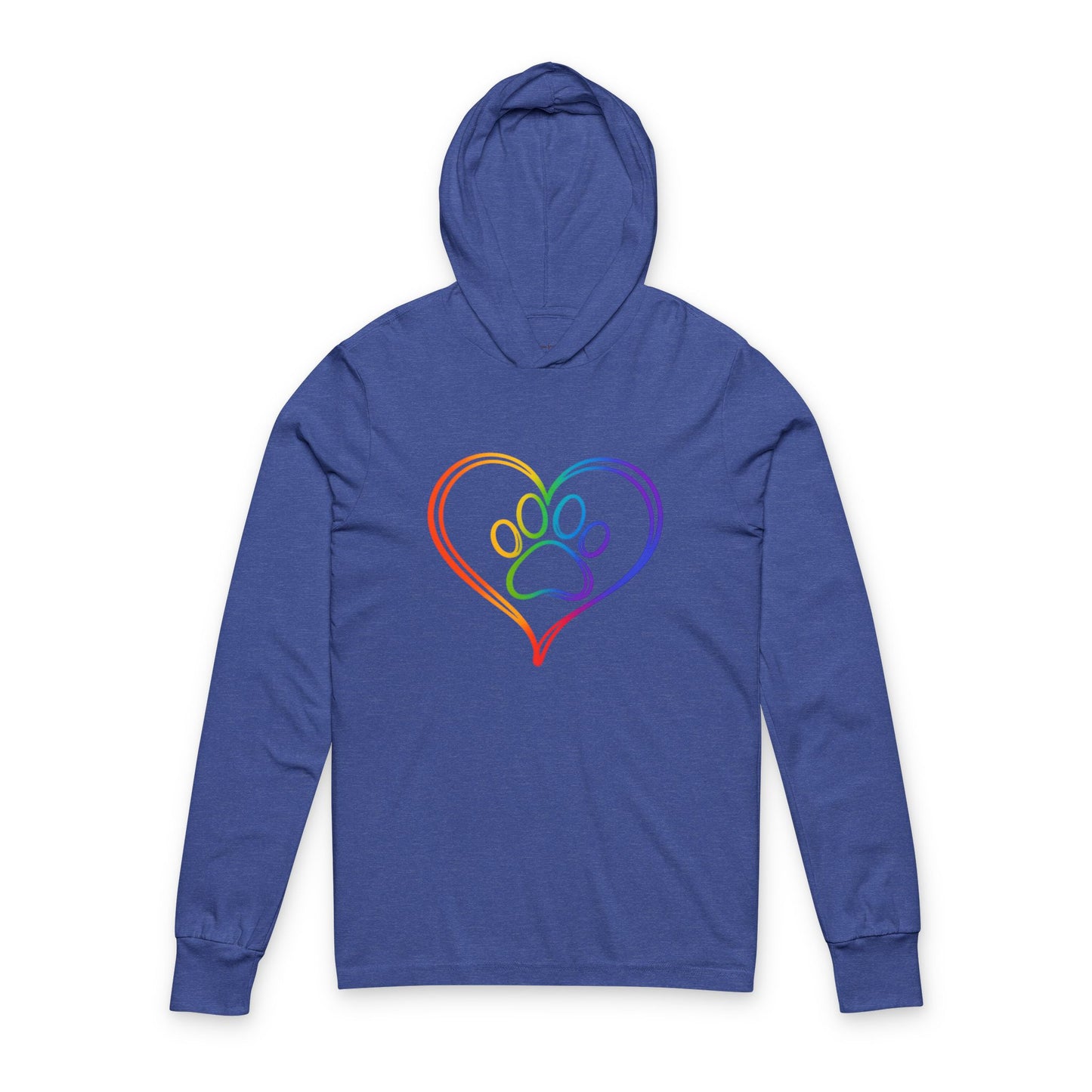 Continuous Line Art Heart/Paw Hooded Long Sleeve Tee