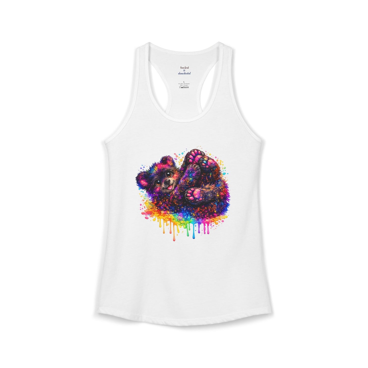 Watercolor Wildlife Bear Cub Racerback Tank