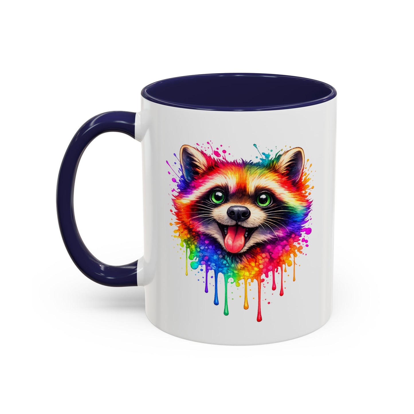 Cheerful Watercolor Raccoon Accent Coffee Mug