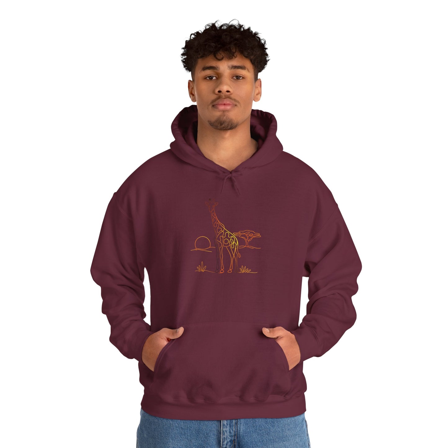 Giraffe Line Art Hoodie – Minimal Safari Illustration