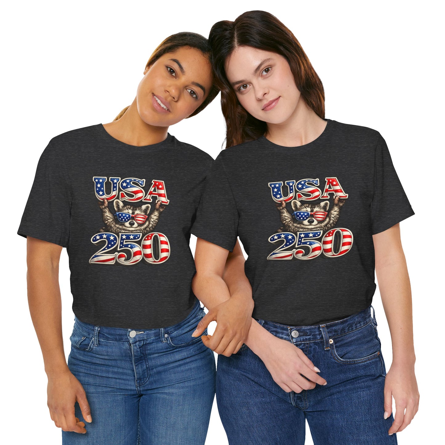 Patriot Raccoon 250th Anniversary T-Shirt — 4th of July Fireworks Flag Tee