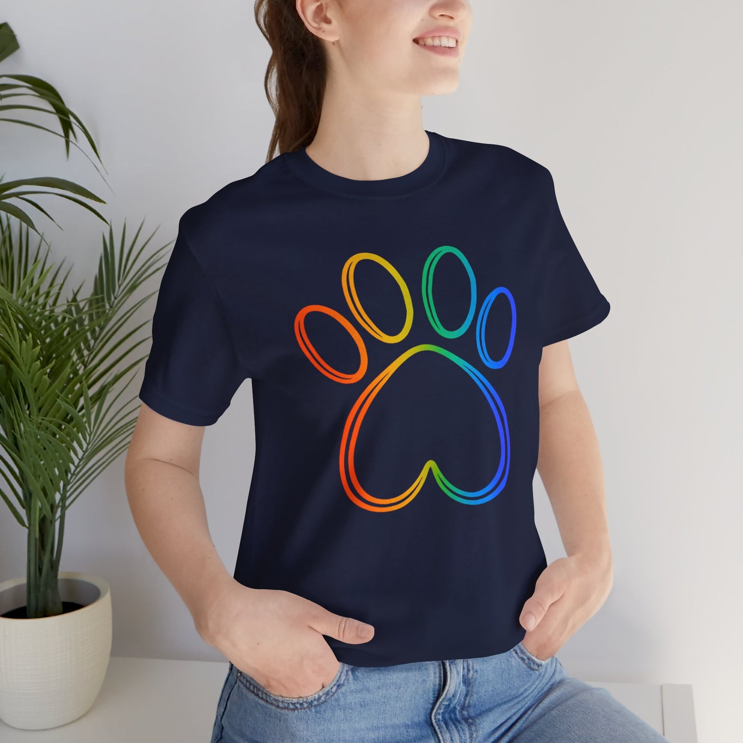 Heart/Paw Colorful Line-Work T-Shirt