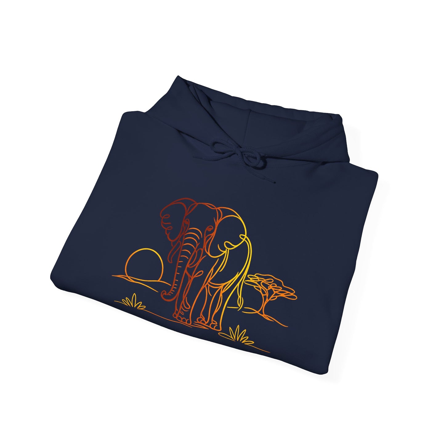 Elephant Sunset Hoodie — Minimal Safari Graphic Hooded Sweatshirt