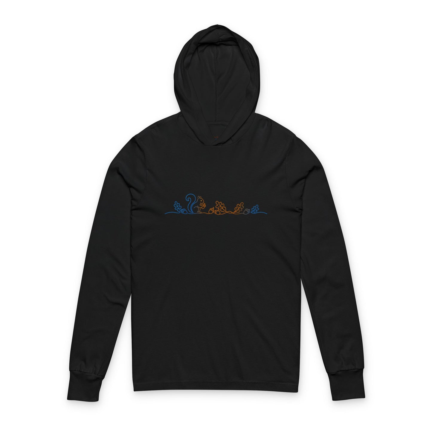 Continuous Line Art Squirrel Hooded Long Sleeve Tee