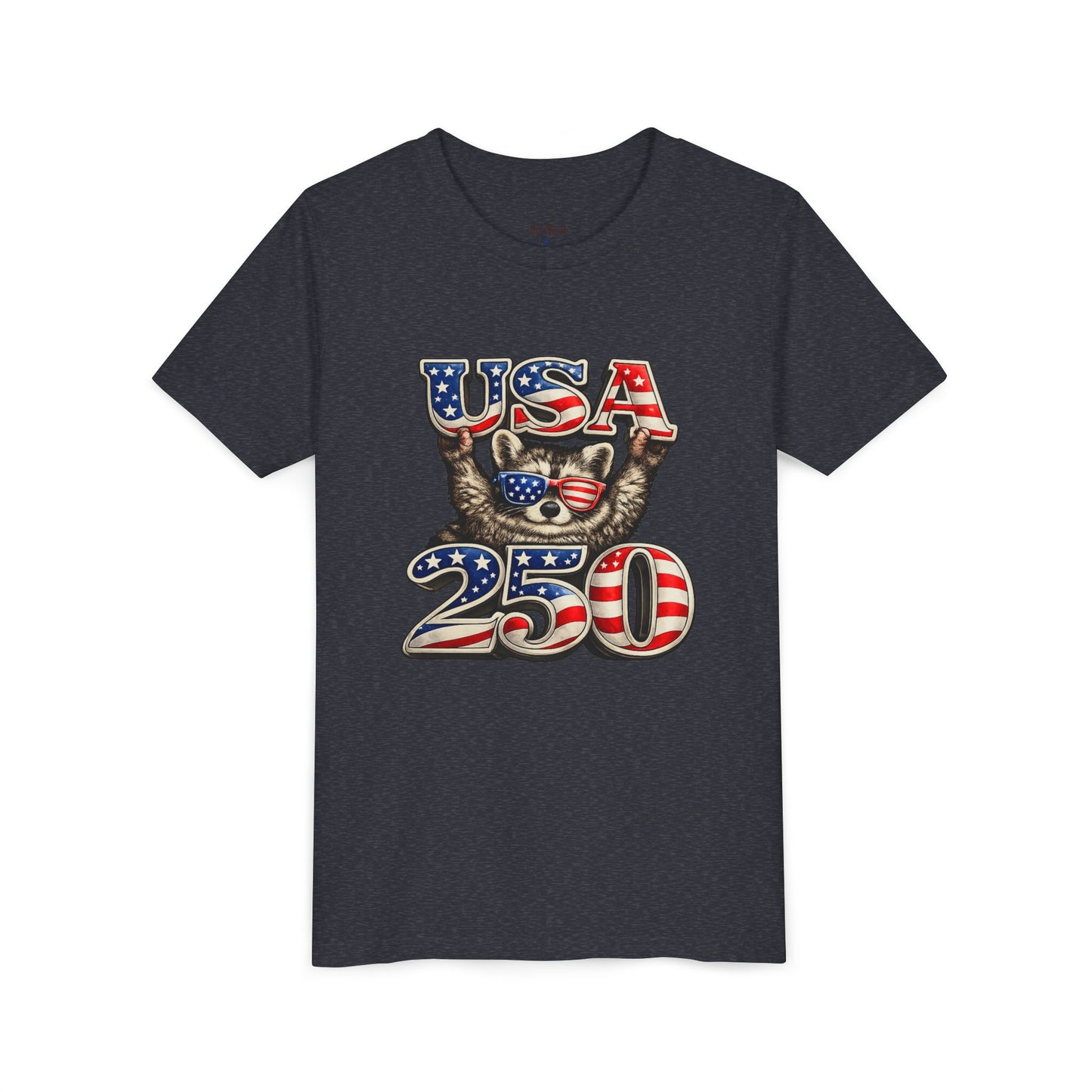 Patriotic Raccoon Youth Tee — Raccoon with USA 250