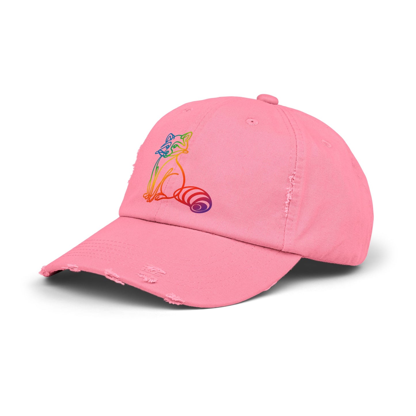 Sitting Rainbow Raccoon | Distressed Cap —  Funny Truth Hat