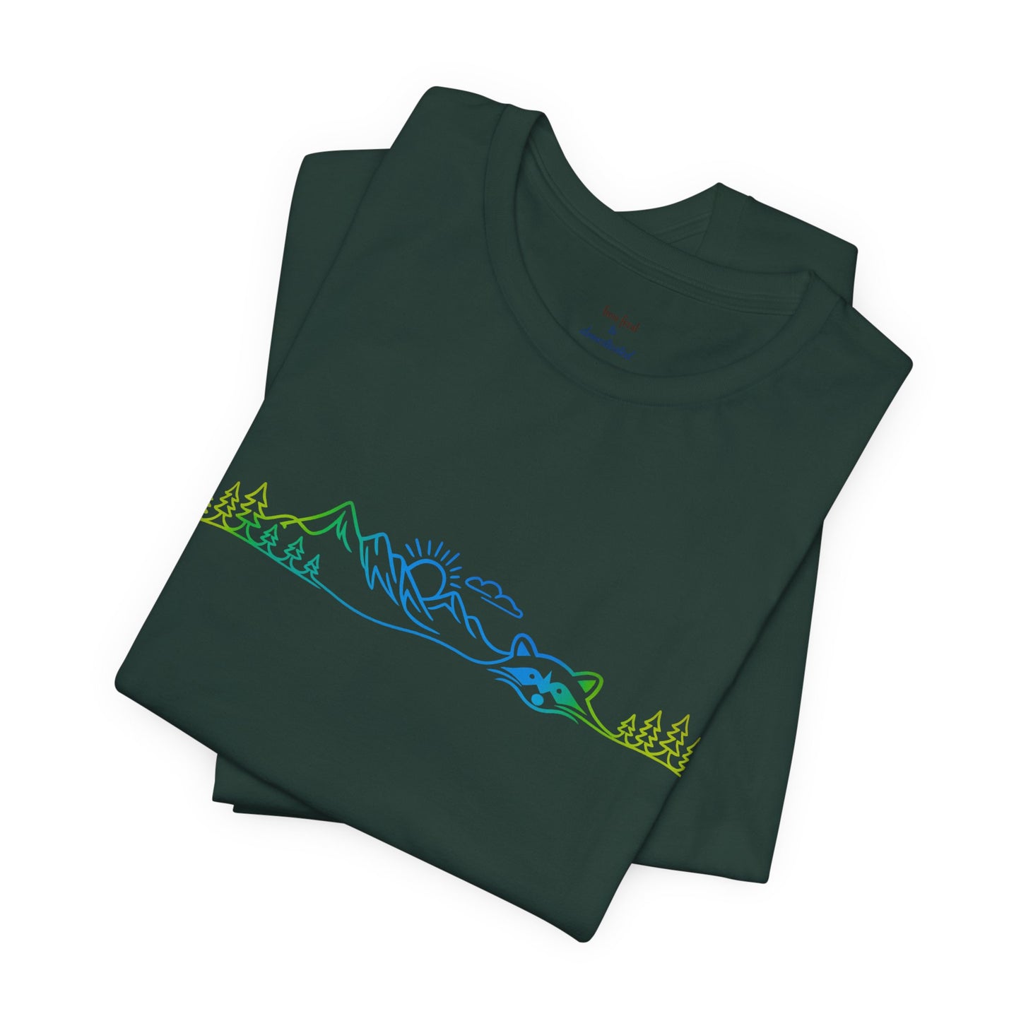 Raccoon Tee — Minimal Line Raccoon Scenic Graphic T-Shirt