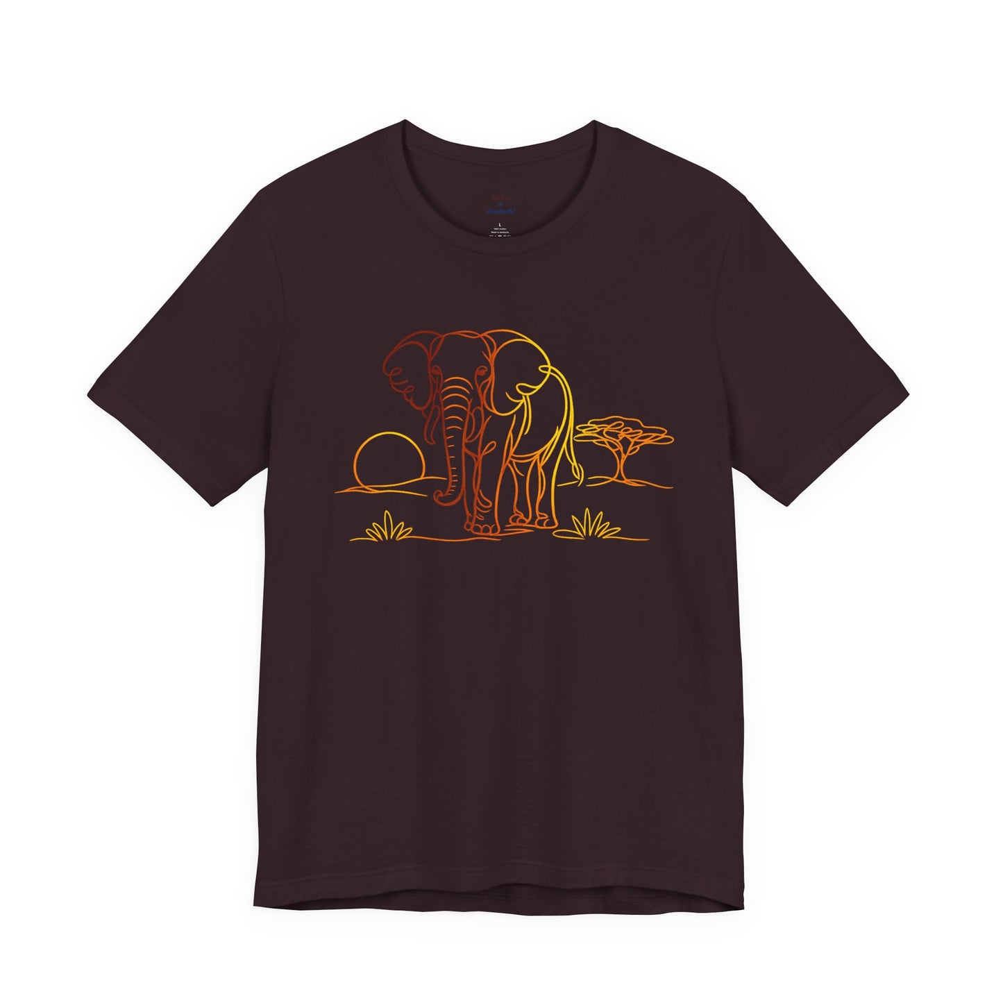 Elephant Sunset Tee — Minimal Line Art Safari T-Shirt
