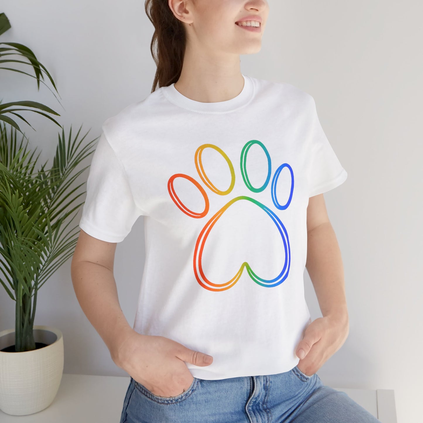 Heart/Paw Colorful Line-Work T-Shirt